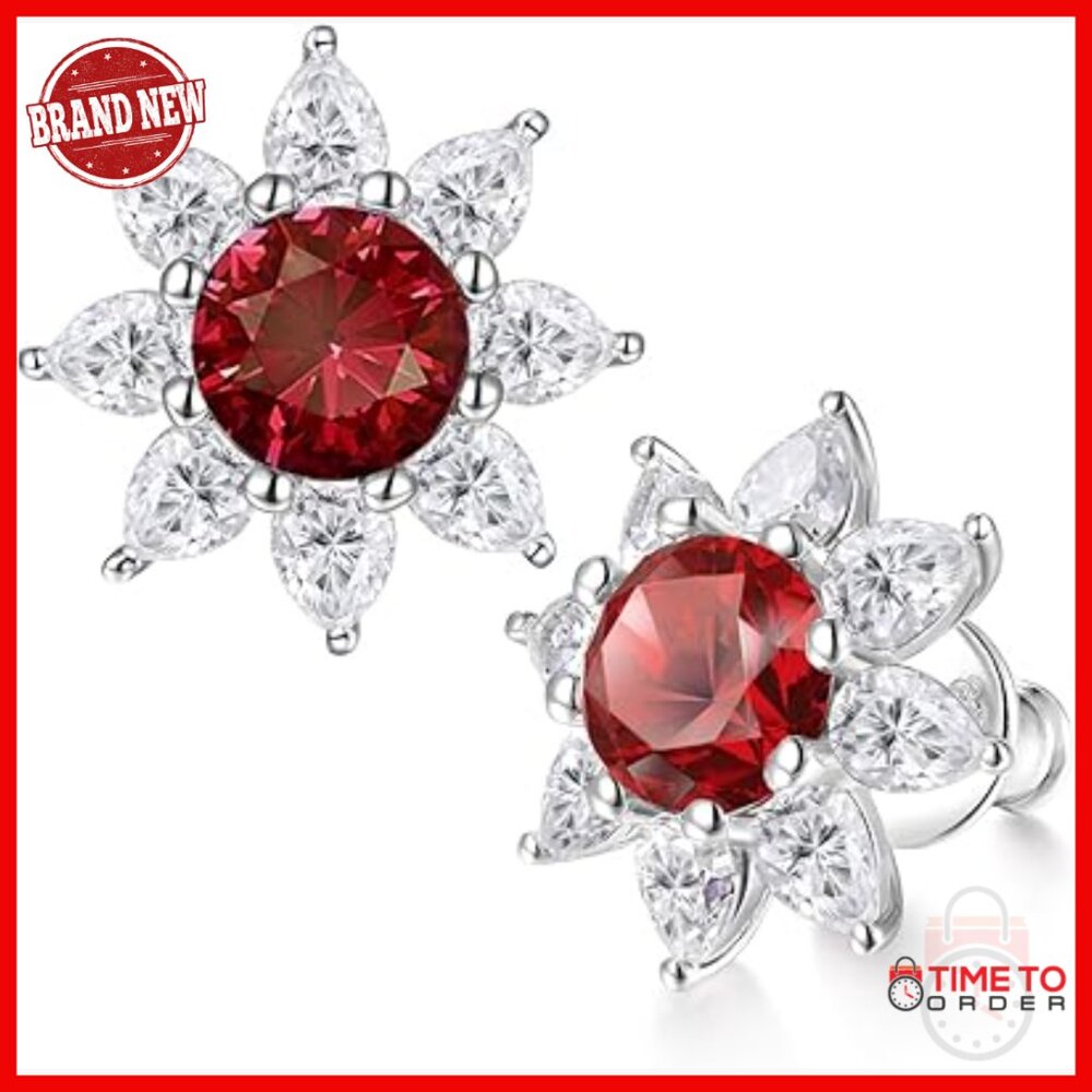 Large Statement Stud Earrings 925 Sterling Silver… - image 1